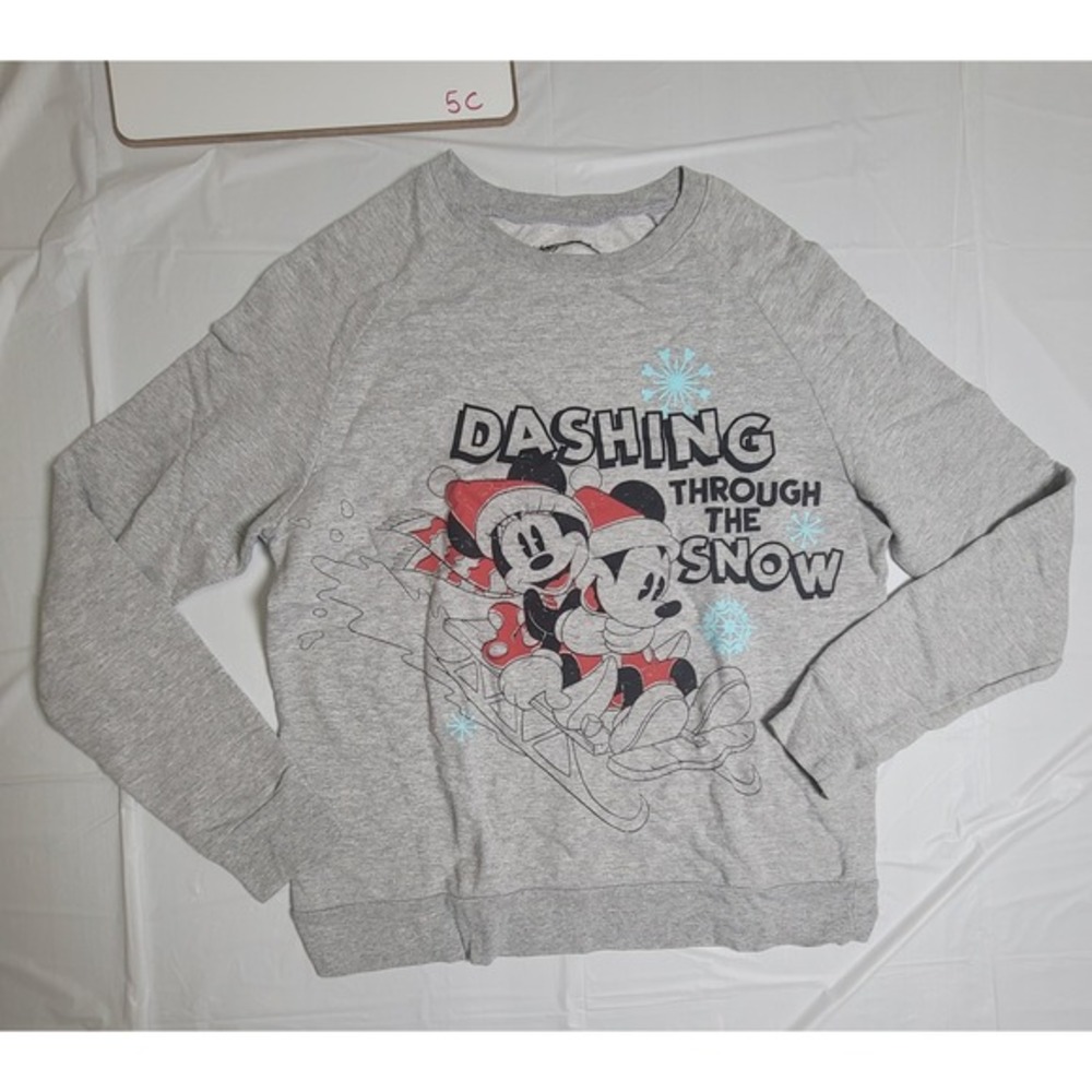 Girls Disney Pullover sweater. Gray/black/red. Size Small. Mickey Mouse